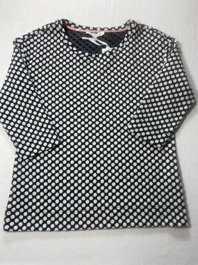 Rose & Olive Black and White Polka Dot Top with Pink Trim